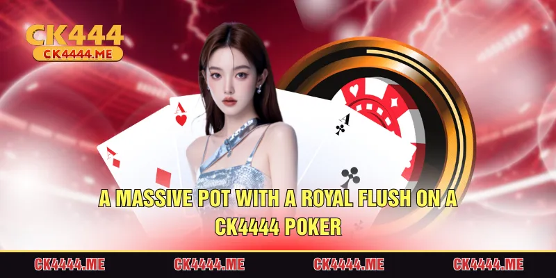 A massive pot with a Royal Flush on a CK4444 Poker